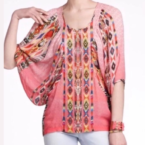 Anthropologie Tanvi Kedia Dolman Multi Color Top - Picture 2 of 8